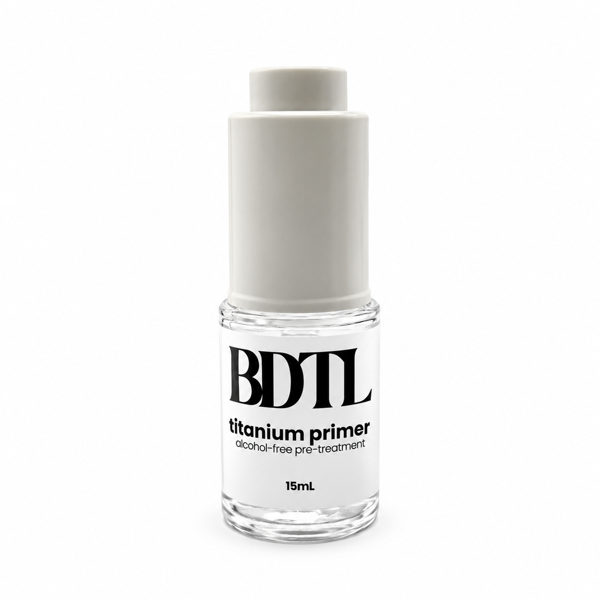 BDTL Unscented Titanium Primer bottle for lash extension prep