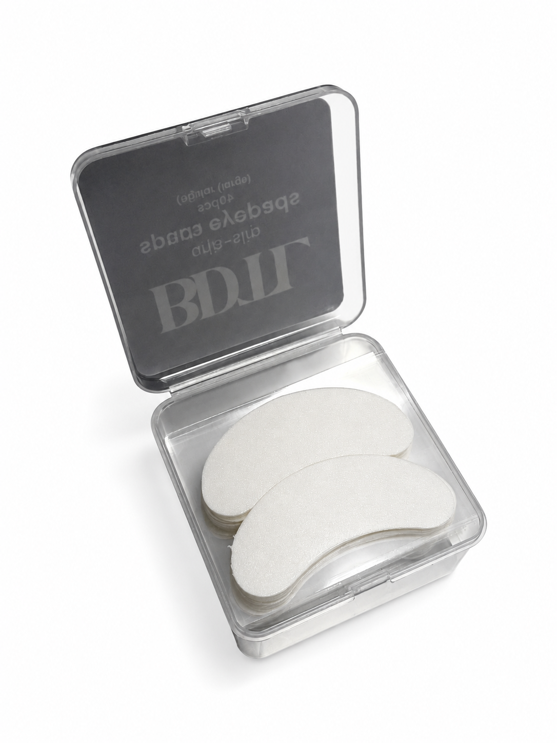 Open clear case of BDTL foam under-eye pads